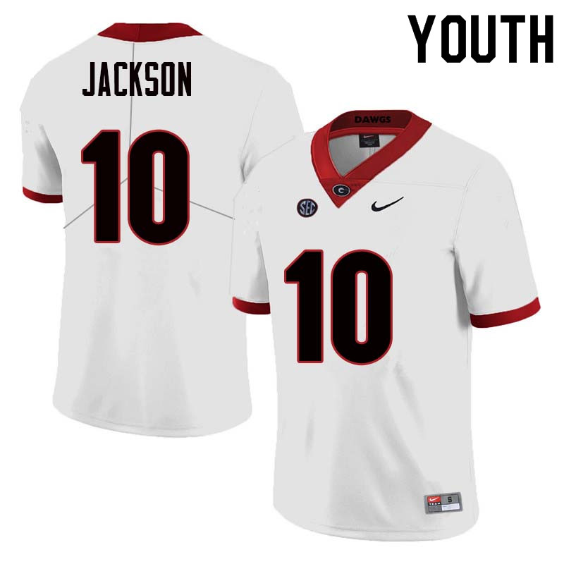 Youth Georgia Bulldogs #10 Kearis Jackson College Football Jerseys Sale-White - Click Image to Close